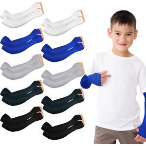 Mepase 10 Pairs Arm Sleeves for Kids Arm Sleeves for Boys Uv Sun Protection Cooling Sleeves Youth Sport Compression Sleeves (Multi Colors), One Size