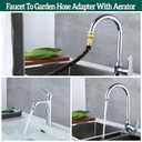 SNUTUYA Faucet Adapter with Aerator, Sink Faucet to Garden Hose Adapter, Faucet Adapter to Garden Hose for Kitchen and Bathroom, hose attachment to sink，3/ 4" GHT Thread Chrome