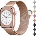 BELONGME Mesh Metal Loop Compatible with Apple Watch Band 40mm 41mm 38mm 42mm Series SE 10 9 8 7 6 5 4 3 2 1 Women Men, Stainless Steel Strap with Magnetic Clasp for iWatch Bands (Champagne Gold)