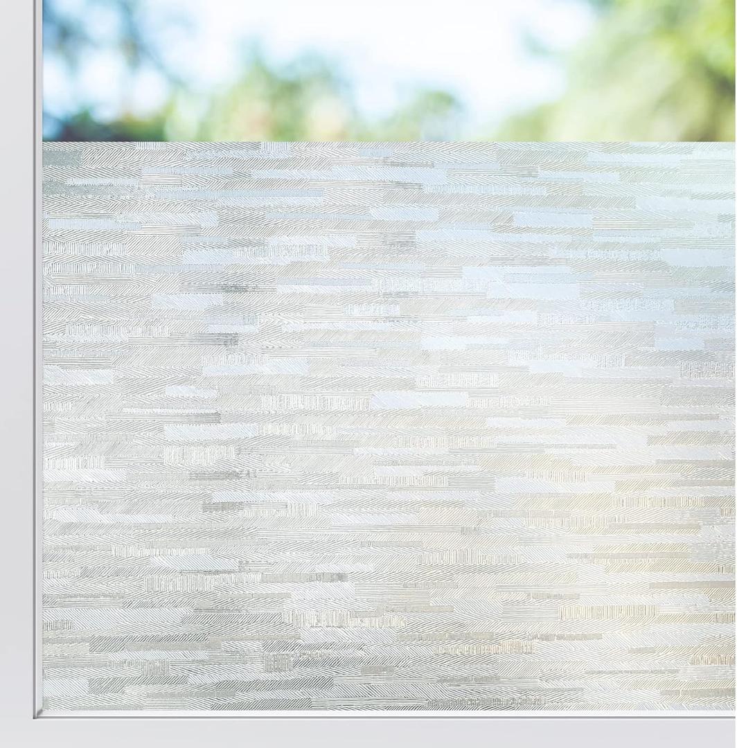 Rabbitgoo Window Privacy Film, No Glue Frosted Glass Film, Static Cling UV Blocking Non Adhesive Reusable Heat Control Window Vinyl Clings for Home, Office, Frosted Silk, 35.4 x 118.1 Inches