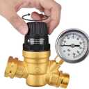 BRIGHTDECK RV Water Pressure Regulator, Lead-Free Brass Adjustable Handwheel with Gauge & Inlet Screened Filter, Universal for RV Camper Travel Trailer Home Plumbing