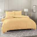 Nestl 7-Piece Queen Duvet Cover and Bed Sheet Set - Includes Duvet Cover, Flat Sheet, Fitted Sheets, 2 Pillowcases and 2 Pillow Shams - Complete Luxury Soft Microfiber Bedding Set, Camel Gold