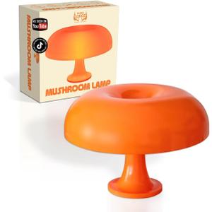 Orange Mushroom lamp, Spring Decor, Cute Table lamp, 3 Light Modes, Wall Plug in, Warmth Adjustable, Power Saving Light Bulbs Included, Light Weight, Durable Design, Warm Reading Light, (Orange)