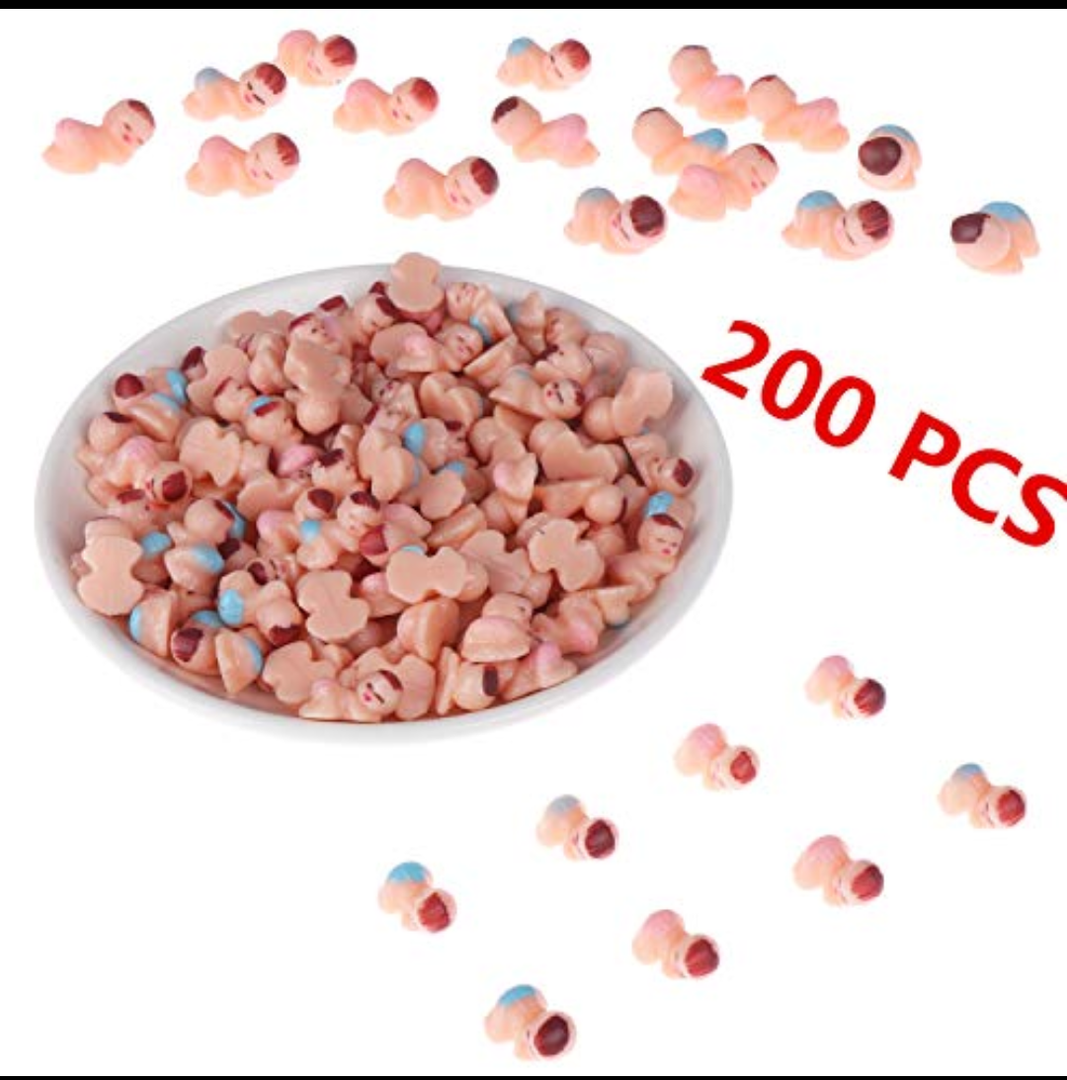 Olgaa 200 Pieces Mini Plastic Baby Shower Dolls for Ice Cube Game Baby Shower Supplies