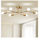 FRIXCHUR 6-Light Sputnik Chandelier, Gold Mid-Century Modern Semi Flush Mount Ceiling Light, Metal Fixture with E26 Sockets for Bedroom, Living Room, Kitchen (Bulbs Not Included)