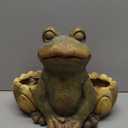 Vintage Frog Outdoor Urn Planter 12.2in Tall, Outdoor Flower Pots for Patio Garden Porch Balcony, Distressed Antique Frog Outdoor Planter withDrain Holes, Decorative Yard Decor (Yellow)