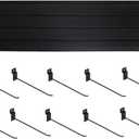 PVC Plastic Slatwall Panel, Wall-Mounted Pegboard Display Stand, Accessories Ornaments Peg Board, Slat Wall Panels with Hooks for Selling Garage(Black,120X1.5X31cm-47X0.6X12in)