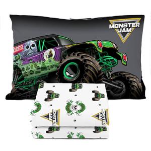 Sunny Side Up Monster Jam Grave Digger Twin Sheet Set - 3 Piece Kids Bedding Set Includes Pillow Cover - Super Soft Microfiber Sheets