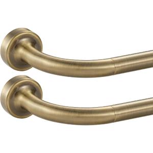 2 Pack Antique Bronze Disc Curtain Rods, 28-48 Inches Window Curtain Rod,Adjustable Room Darkening Curtain Rod with Aluminum Finials and Brackets,Wrap Around Design
