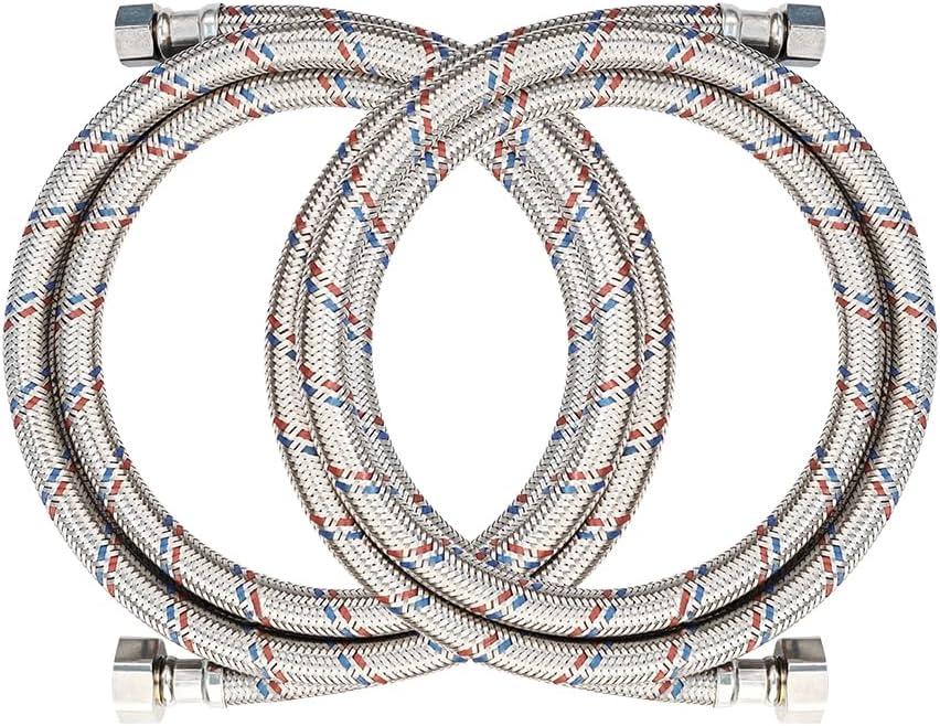 PLUMBINGMSTER 72" Faucet Hose Connector, 3/8" Comp x 1/2" FIP Braided Stainless Steel Faucet Water Supply Lines for Bathroom Kitchen Sink Faucet 2Pcs