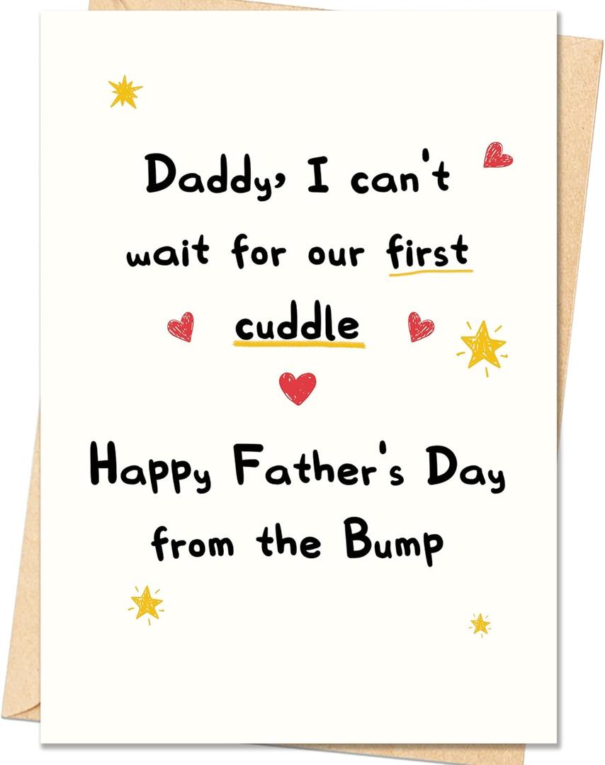 7 x Father to Be Fathers Day Card Gift from Bump, Funny Fathers Day Card for Dad to Be & Soon to Be Dad & Expecting Dads, Cute Fathers' Day Cards Gifts Decorations from Pregnant Wife