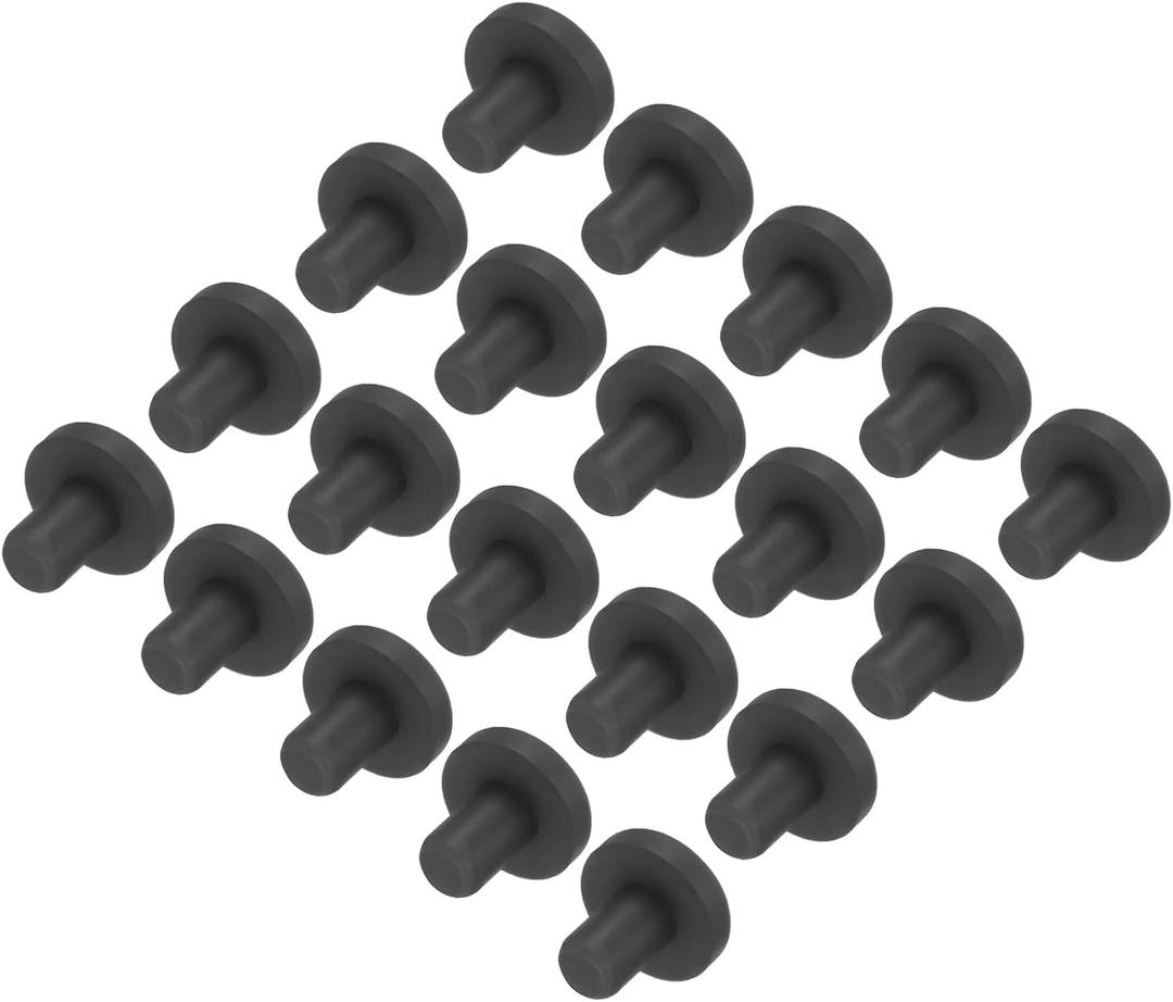 UXCELL High Temp Silicone Plug Mount - Dia 6mm/0.23 inch T-Shaped Solid Rubber Stopper - Hole Plugs for Powder Coating & Plating - Waterproof & Sealing - Black Pack of 20 (OD 13mm)