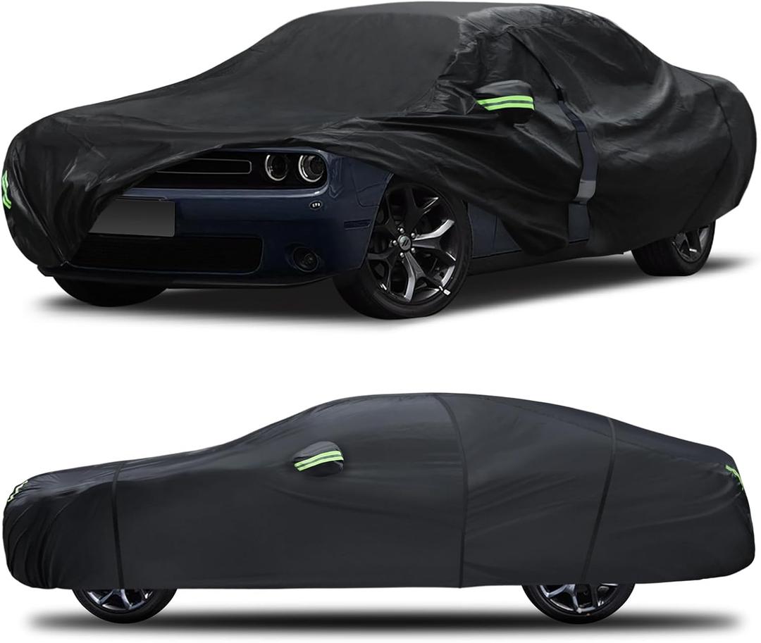 Car Cover Custom Fit for Dodge Challenger 2008-2023,6 Layers Truck Cover Waterproof All Weather for Automobiles,Outdoor Full Exterior Cover,Rain, Sun, Wind Protection,Black