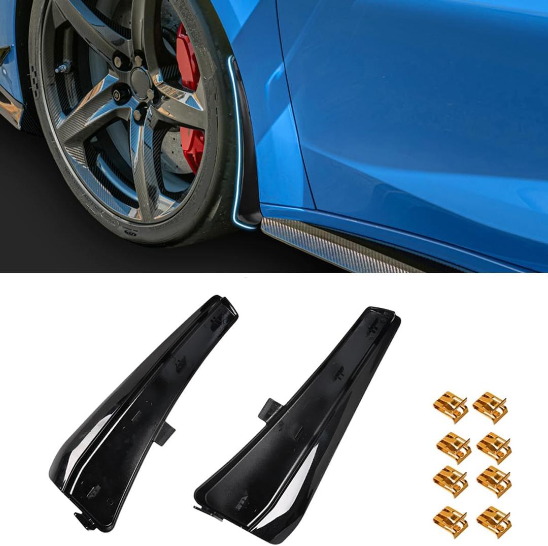 Extended Front Splash Guards Mud Flaps,ABS Plastic Wheels Rock Guards Mudflap Fender Mudguard Mud Guards Protector ﻿Accessories for Corvette C8 Z06 2023+ for C8 E-Ray 2024+