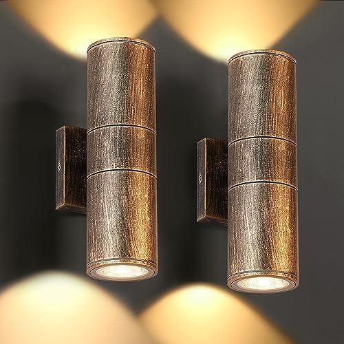 DAKAFUL Outdoor Wall Lights Fixtures, 2 Packs Integrated LED Cylinder Up Down 12W 2700K Modern Aluminum Light, Waterproof Exterior Light for Porch Patio Door