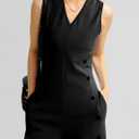 CHERFLY Jumpsuits for Women Dressy Summer Formal Outfits Wide Leg Overalls 2025 (Gray, L)