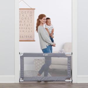 Regalo Safety 27.5-50 Extra Wide Mesh Baby Gate for Doorways & Hallways, Expandable Pressure Mounted Baby Gate for Toddlers & Pets, Includes Rubber Bumpers, Gray