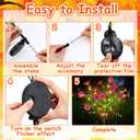 Glooglitter 2 Pack Solar Stake Lights Outdoor Decor Waterproof Mums Artificial Flowers Solar Lights for Outdoor Garden Yard Pathway Decor (Rose Red,Violet)