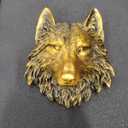 Wall Sculptures 3D Animal Head Wolf Head 22.5x20cm, Wall Sculpture Animal Head Wolf Head, Antique Copper Artificial Resin Taxidermy Head Statue