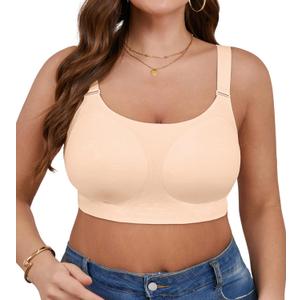 Wireless Full-Coverage Bra for Women - Supportive Jacquard Bralette for All-Day Comfort (Large)
