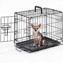 Small Dog Crate 18 Inch Foldable Single Door Dog Cage Pet Kennel | Metal Wire, Secure Lock, Plastic Leak-Proof Pan Tray, Indoor Outdoor Training Pet