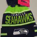 FOCO NFL unisex-adult Nfl Team Logo Adult Stretch Gloves With Big Wordmark Strip Pom Knit Hat Beanie Set (One Size)