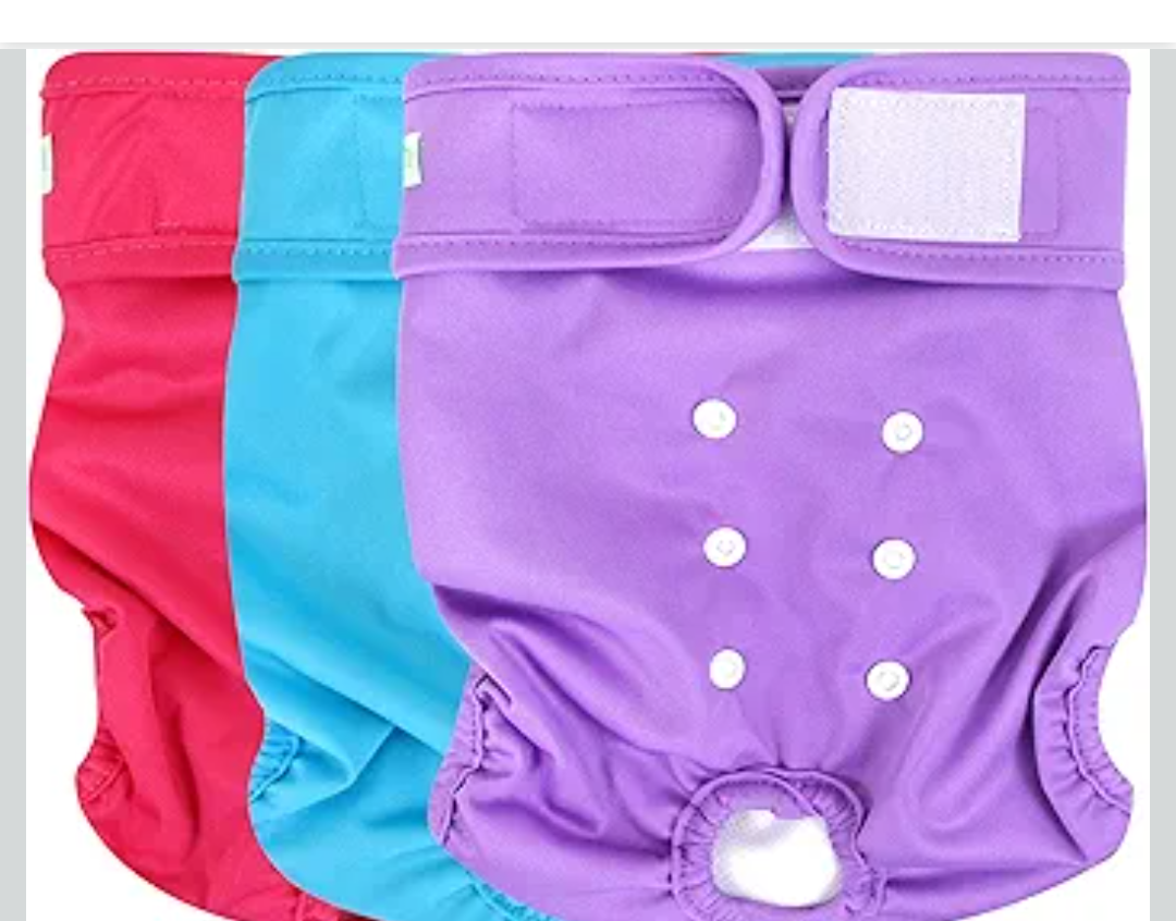 Wegreeco Washable Reusable Premium Female Dog Diapers, Medium Large Small Dog Doggie Puppy & Doggy Diapers Female, Period Panties in Heat (Pack of 3, Medium)