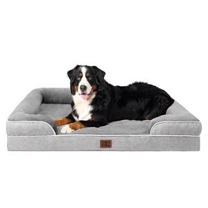 EHEYCIGA Orthopedic Dog Beds for Extra Large Dogs, Waterproof Memory Foam XXL Pet Bed with Sides, Non-Slip Bottom and Egg-Crate Foam Big Dog Couch Bed with Washable Removable Cover, Grey