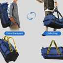 29" 86L Foldable Wheeled Duffle Bag, Waterproof Travel Rolling Backpack with Quilted Bottom, Navy