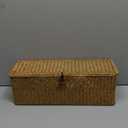 Seagrass Tank Basket with Lid Woven Toilet Roll Storage Basket with Sections Rectangular for Organize Snack Toys Tampon (Large Compartment 16.5inch L x 5.5inch W x 5.5inch H) Natural