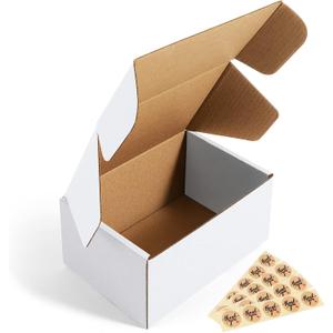 Eupako 6x4x3 Shipping Boxes Small Corrugated Cardboard Box - 25 Pack White Mailing Boxes for Packaging Small Business, Mailer Box