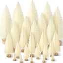 Geetery 25 Pcs Mini Christmas Trees, Artificial Bottle Brush Trees with Wooden Base, Christmas Village Sisal Snow Tree for Xmas Tabletop Home Winter Decor, 5sizes (White)