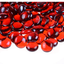 KINGOU Flat Glass Gems/Marbles/Stones/Beads for Vase Filler, Table Scatter, Games - 1 Lbs (17-19mm, Approx. 3/4")-Red