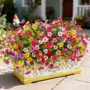 INXUGAO Artificial Fake Flowers Plants for Outdoor Spring Summer Decor, 12 Bundles Faux Silk Flowers for Outdoor Outside Planter Colorful Daisy UV Resistant Look Real for Front Door Porch Patio Yard