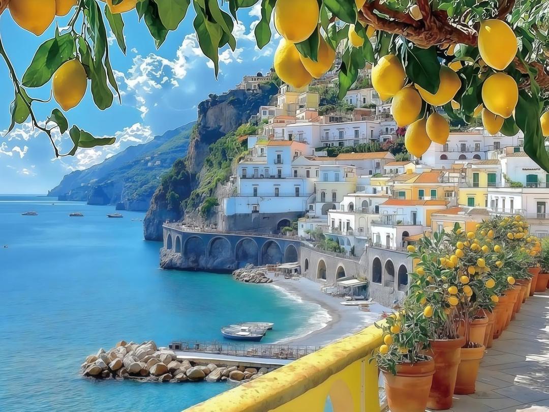 2 x CSZPPQAF Mediterranean Lemon Tree Paint by Numbers for Adults Beginner, Seaside Landscape Paint by Number Kits on Canvas, DIY Oil Painting Watercolor Color by Numbers for Home Wall Decor 12X16inch