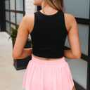 GOBLES Women's Summer High Wide Waistband 2 in 1 Butterfly Workout Athletic Tennis Shorts (Pink, L)