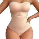 KIMIKAL Women's Shapewear Bodysuits Tummy Control Strapless One Piece Built in Bra Tank Tops Thong Body Shaper (Large)