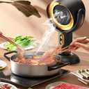 PuffHide Indoor Purifier Fan, Portable Smoke Fan with Adjustable Angle & Washable Filter, Compact Exhaust Fan for Indoor Use, BBQ & Hot Pot (Black-Gold)