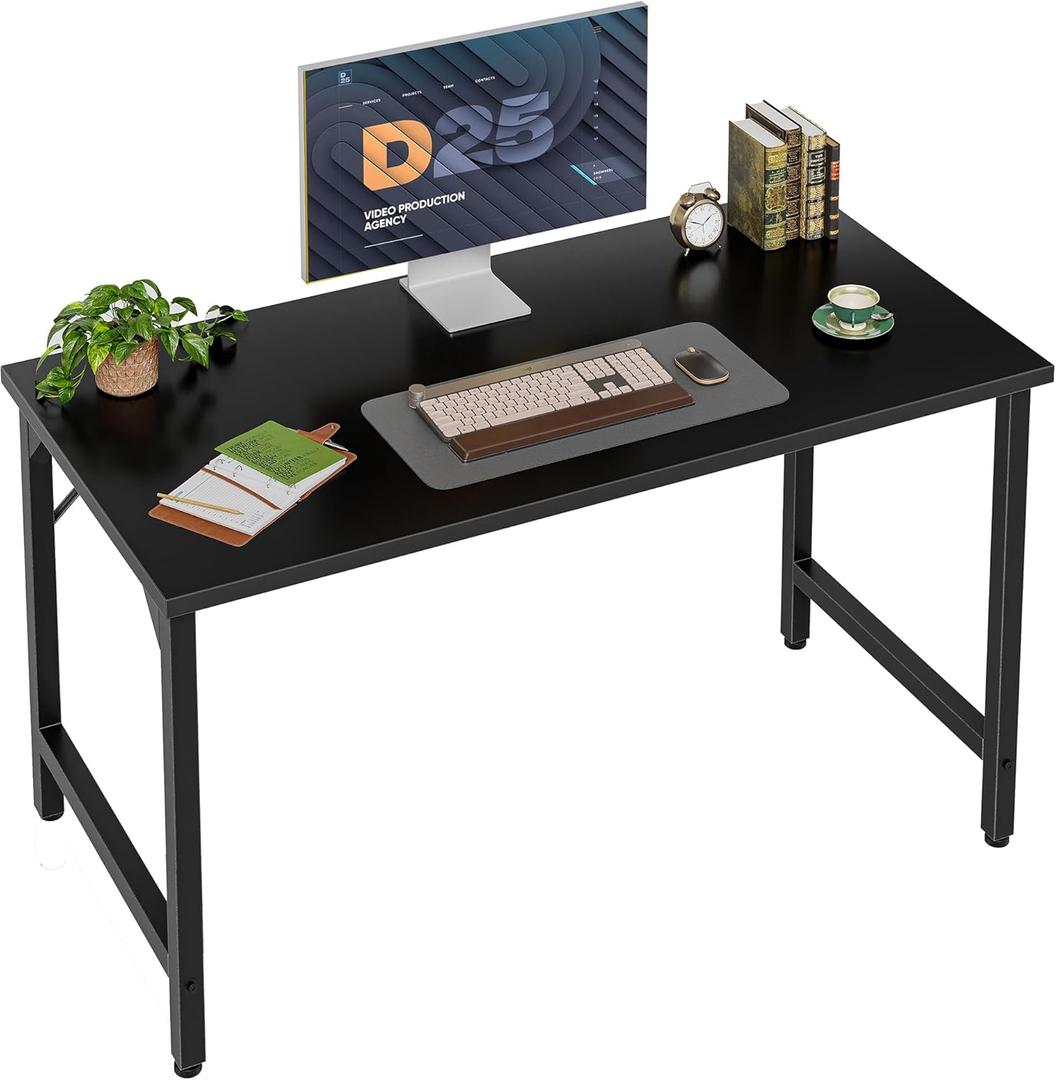 Grandder 40 inch Computer Desk, Small Home Office Desk Study Writing Kid Table, Simple PC Gaming Desk, Adjustable Feet, Black
