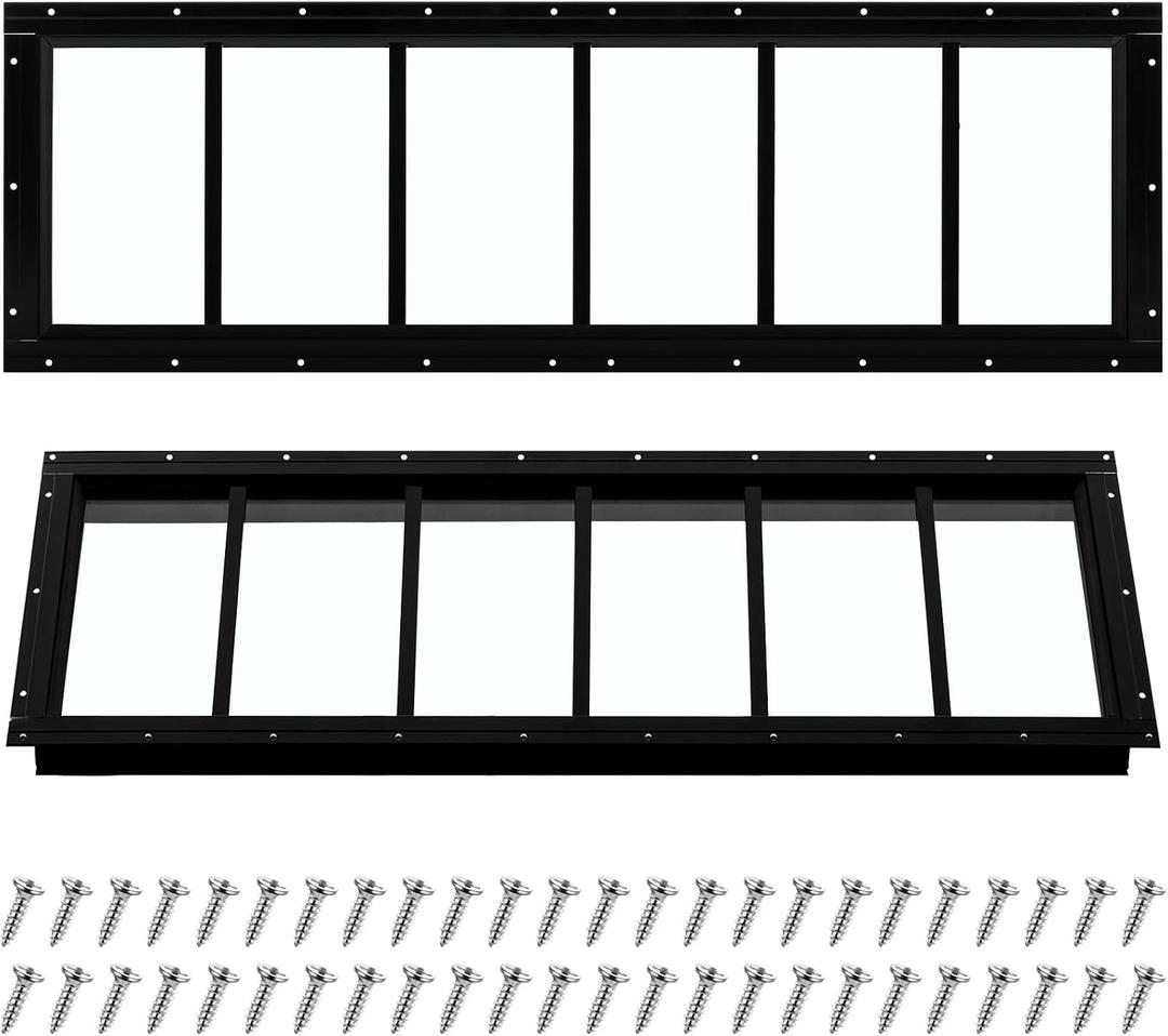 Tandefio 2 Pack Shed Window, Transom Windows 10" x 35" with Tempered Glass, Basement Garage Door Flush Mount Shed Window with Tempered Glass Household Windows with Screws for Chicken Coop Playhouse