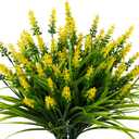 Nigirior Artificial Flowers for Outdoor Plants 24 Bundles Fake Lavender Plastic Faux Monkey Grass for Verandah Window Garden Office Patio Front Porch UV Resistant for Planter(Yellow)