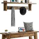 Durango 60-Inch Industrial Wood Coat Hook Shelf and Bench Set, Rustic Farmhouse Entryway Furniture with Metal Accents, 450 lbs Bench Capacity, Includes Cleat System for Easy Hanging