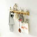 Wall Mount Coat Rack with Shelf, Sturdy Wooden Floating Shelf withHooks Save Your Indoor Space, Wall Organizer siutable for Entryway, Mudroom,Kitchen, Bathroom, etc(Oak Finish)