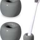 Urbanstrive Sleek Mini Ceramics Toothbrush Holder Stand for Bathroom Vanity Countertops (Gray 2-Pack)