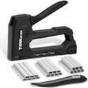 THINKWORK Light Duty Staple Gun - Black Upholstery Staple Gun for Wood with 1600pcs JT21 Staples 1/4", 5/16", 3/8" and Staple Remover, Fabric Stapler Gun for Crafts, Home Use, Wall, DIY, Lights Decora