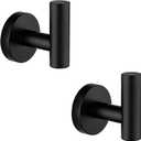 Nolimas Towel Coat Hook Matte Black SUS304 Stainless Steel Bathroom Clothes Cabinet Closet Sponges Robe Hook Wall Mounted Round Kitchen Heavy Duty Door Hanger 2 Packs