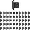 Overlay Cabinet Hinges 1/2 Inch 50 Pack (25 Pairs) Face Mount (Matte Black, Screws Included)