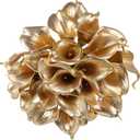 IPOPU Gold Flowers, 24pcs Gold Calla Lilies Artificial Flowers for Decoration for DIY Wedding Bouquets Centerpieces Bridal Shower Party Home Flower Arrangement Decorations (Golden)