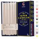 Ivory Cream 12 Inch Taper Candles - Pack of 12 Premium Unscented, Dripless & Smokeless Hand-Dipped Candles for Birthday, Wedding or Dinner Decorations and Formal Candlelighting
