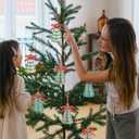 Soulchen 8 Set Christmas Tree Sequin Decoration Kits Christmas Tree Decoration Craft Ornament Included Cone Polystyrene Nails Sequins Ribbon for Make Your Own Sequin Tabletop Centerpiece Decor